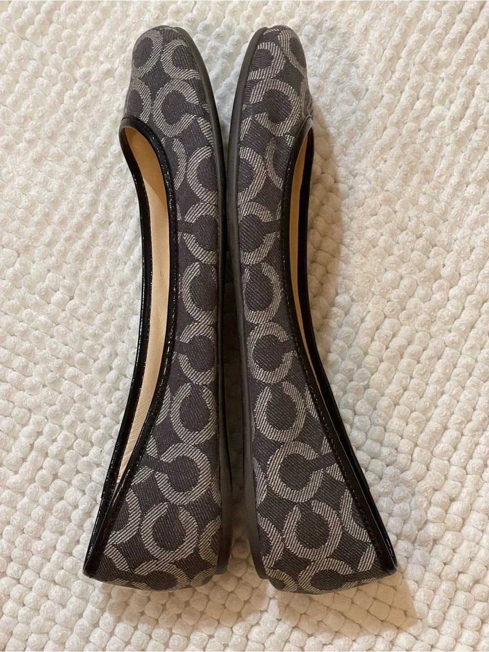 COACH Gray Signature Logo Ballet Flats